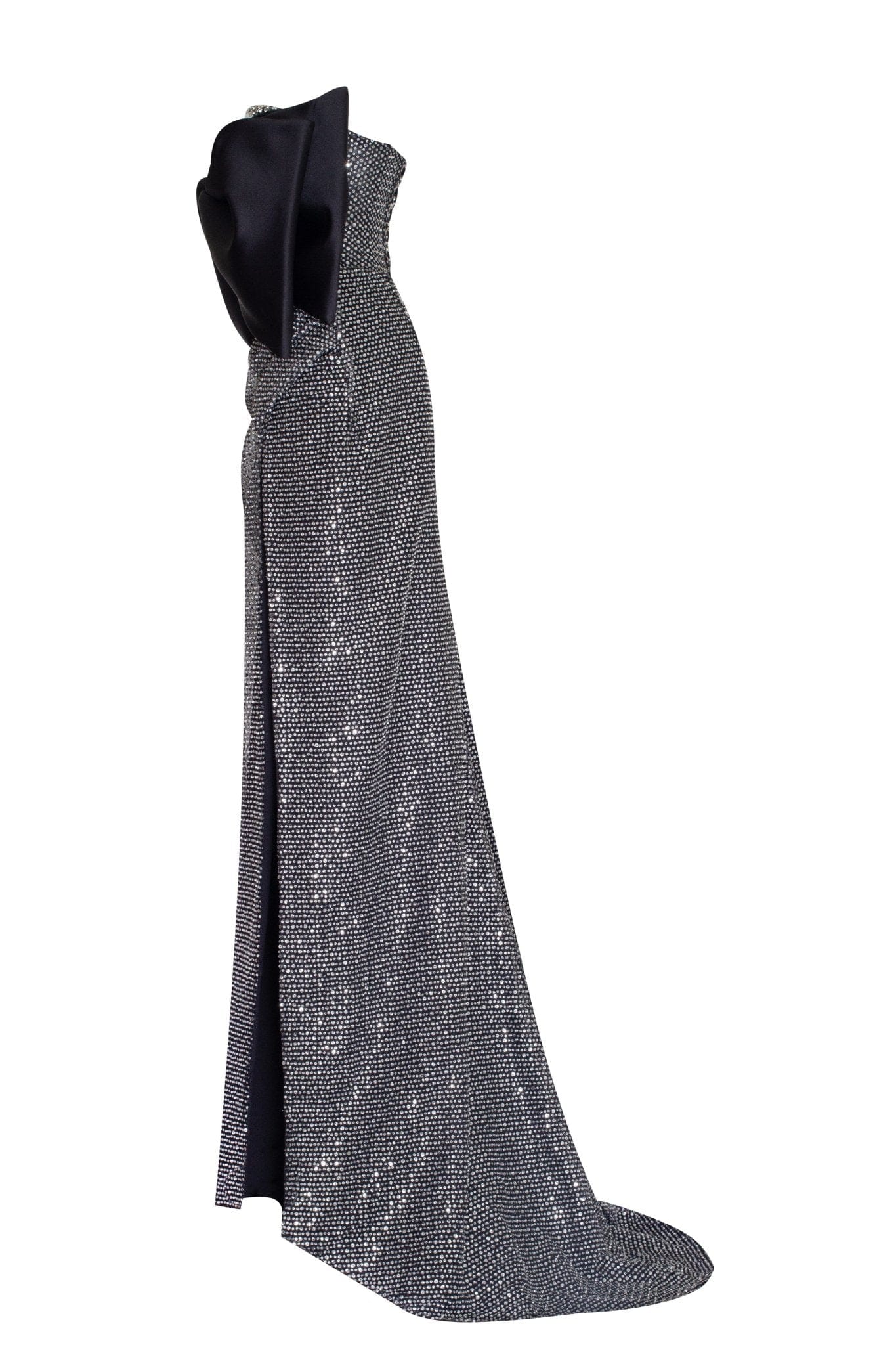 MESMERIZING BOW MAXI GOWN IN RHINESTONES