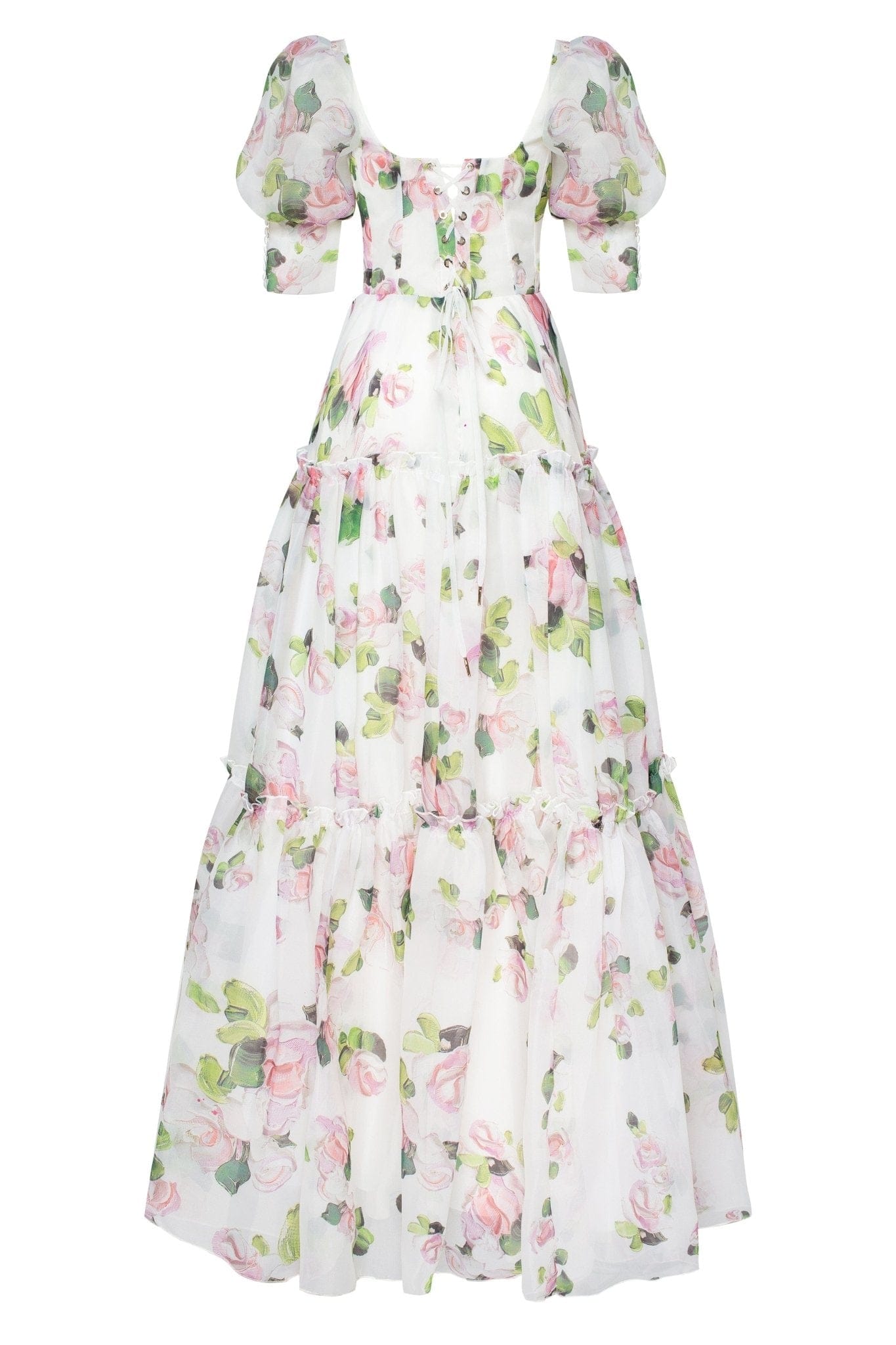 APPLE BLOSSOM VOLUMINOUS SLEEVES MAXI DRESS