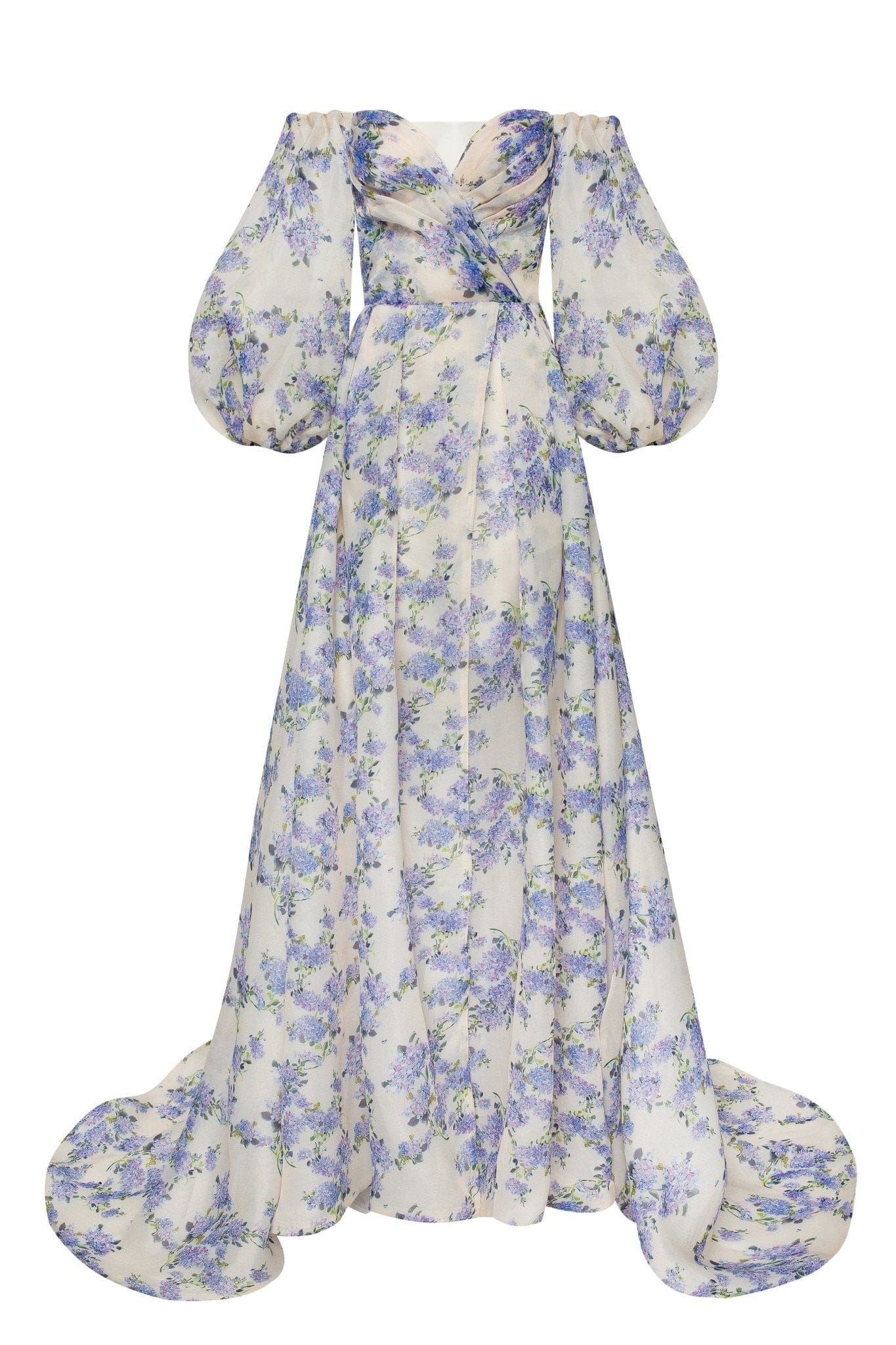 HYDRANGEA PRINCESS FLORAL PUFF SLEEVE MAXI DRESS Amalthrea HYDRANGEA PRINCESS FLORAL PUFF SLEEVE MAXI DRESS Amalthrea