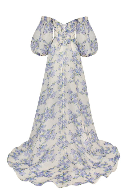 blue hydrangea maxi princess dress Milla Women's Blue Hydrangea Strapped Maxi Dress