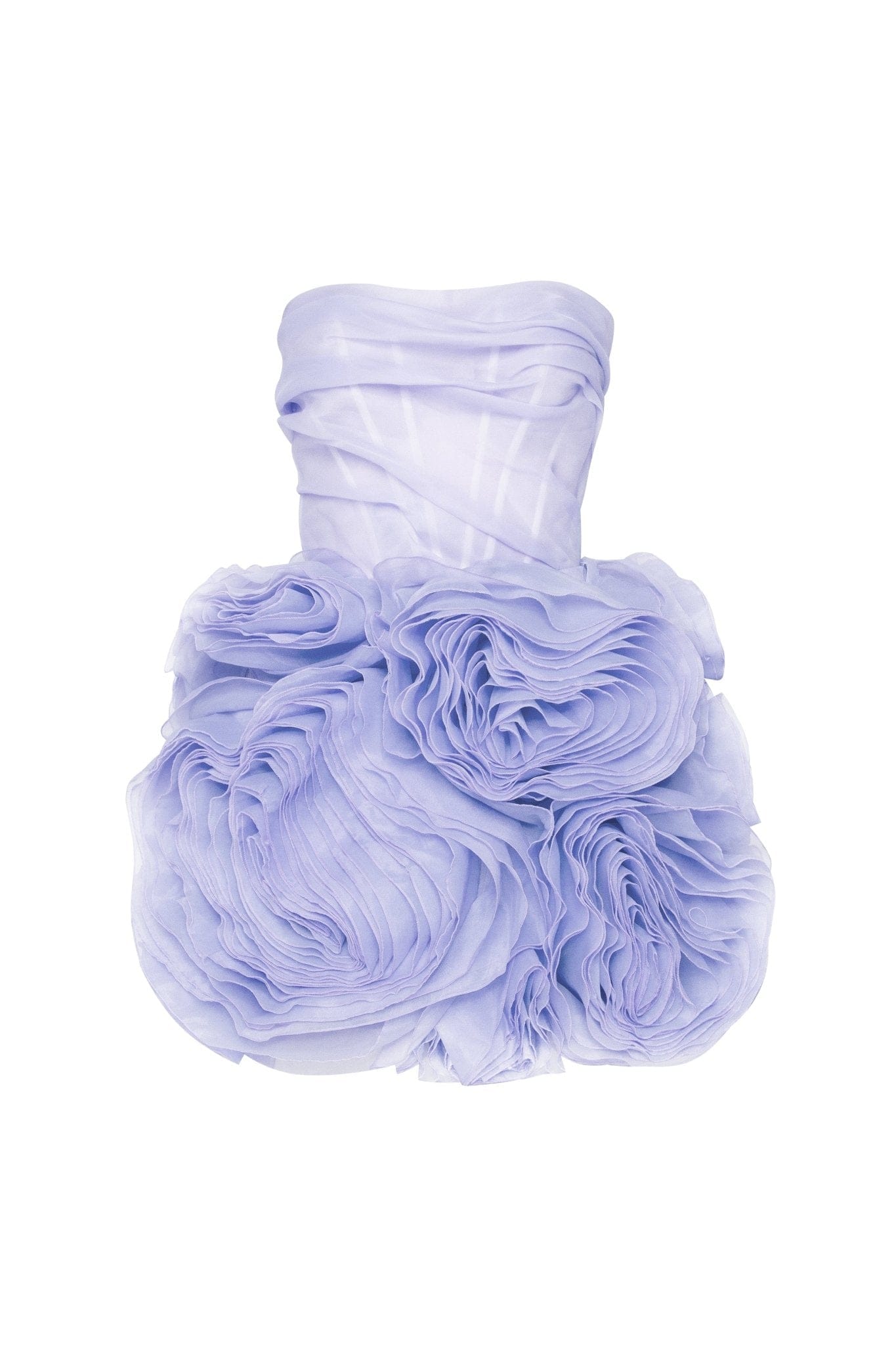 APPLIQUED ORGANZA LAVENDER MINI DRESS