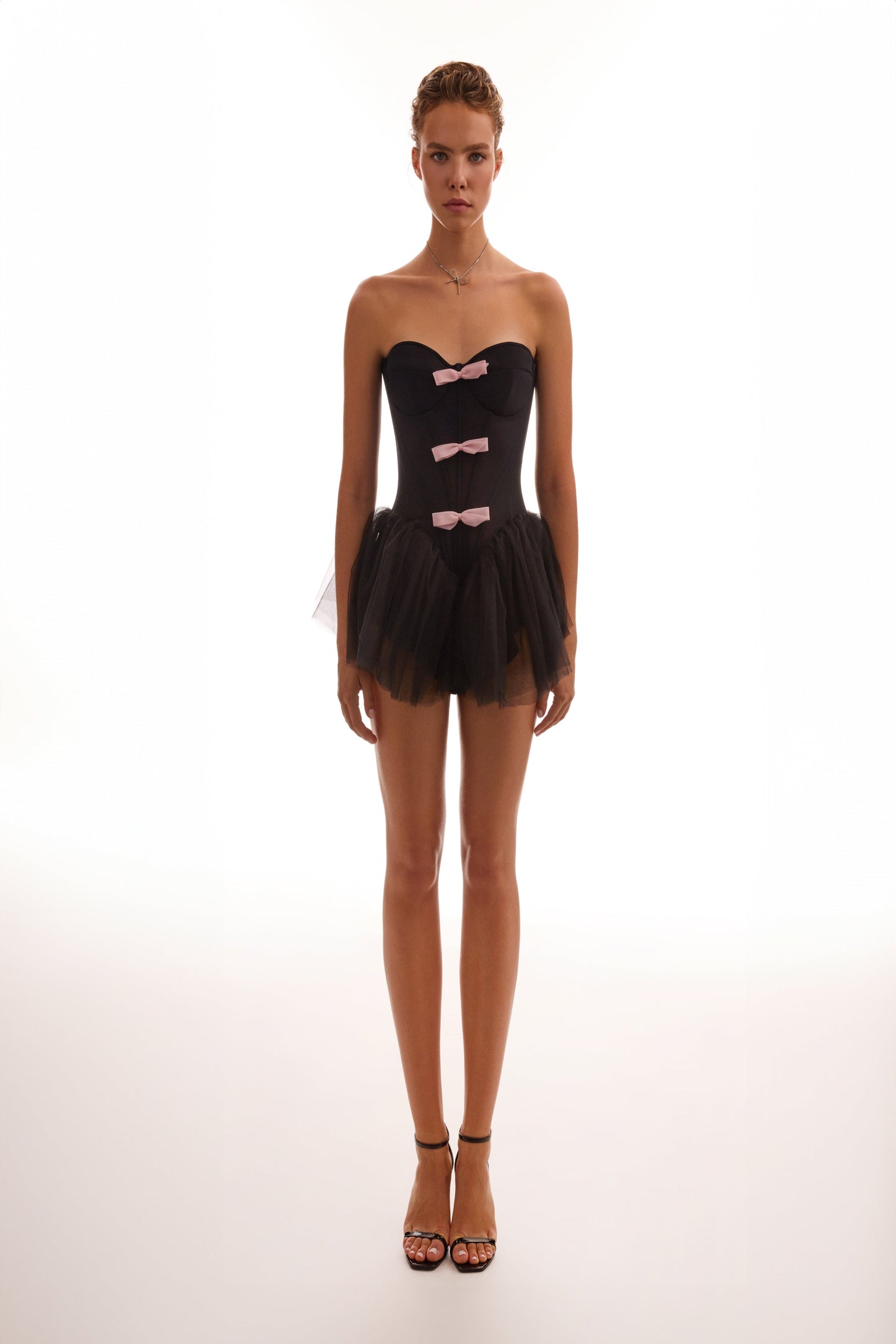 TUTU BLACK MINI DRESS WITH PINK BOWS