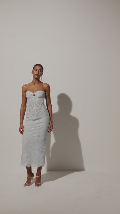 BEADED LACE CORSET DRESS